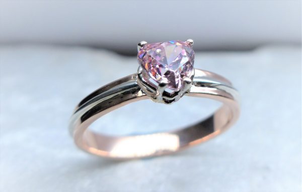 Bague Coeur Rose - Le Lys BLanc