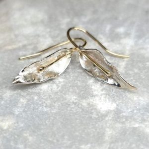 Boucles d'oreille en argent et or Pétales de lys - Le Lys Blanc